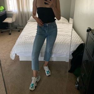 Topshop straight jeans- step hem.
